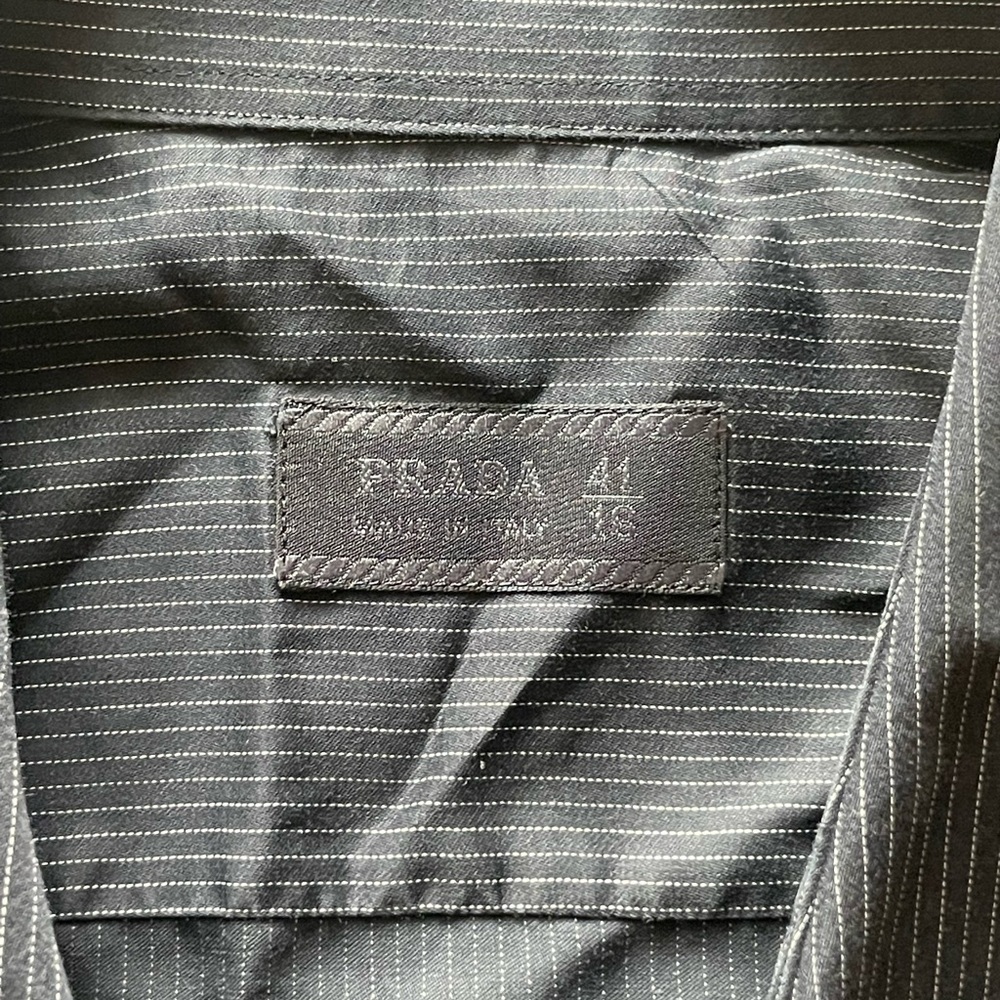 Prada Dress Shirt Satin Black Pinestripe